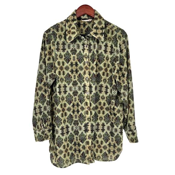 Soft Surroundings Tops - Soft Surroundings Sz Medium Soft Velvety Green Cozy Blouse Shirt Top Lounge